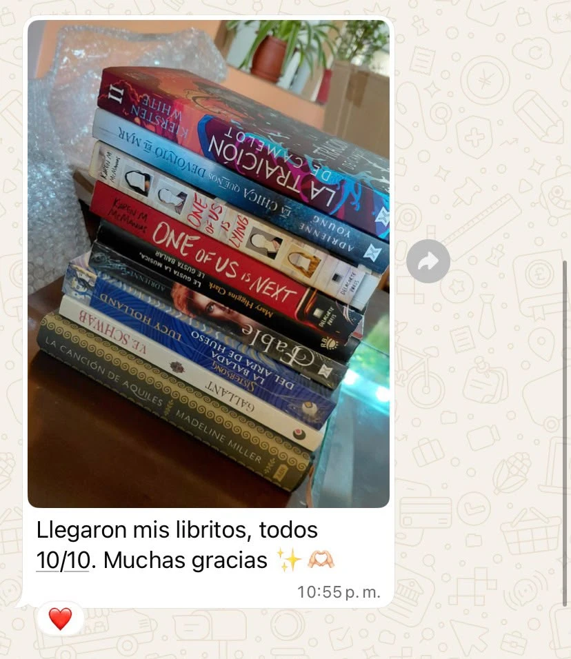 Mensaje de un cliente: Llegaron mis libritos, todos 10/10. Muchas gracias
